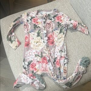 Floral Baby Onesie with Zipper